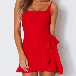 Spaghetti strap waist tie knot wrap short dress